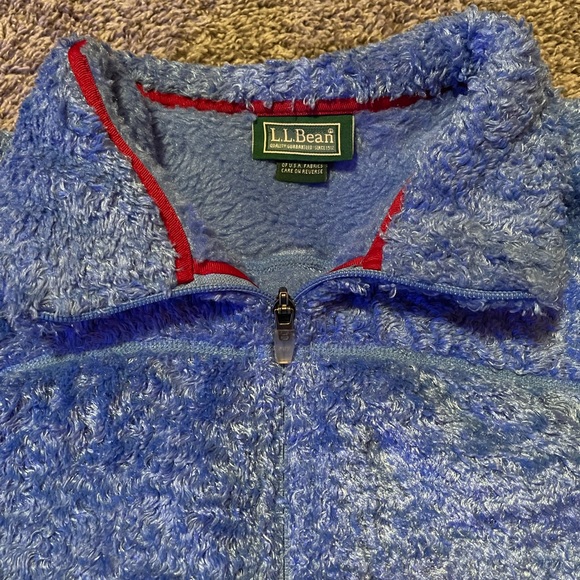 L.L. Bean Women's XL Blue Zip Up Sherpa Vest Fuzzy - Picture 4 of 9
